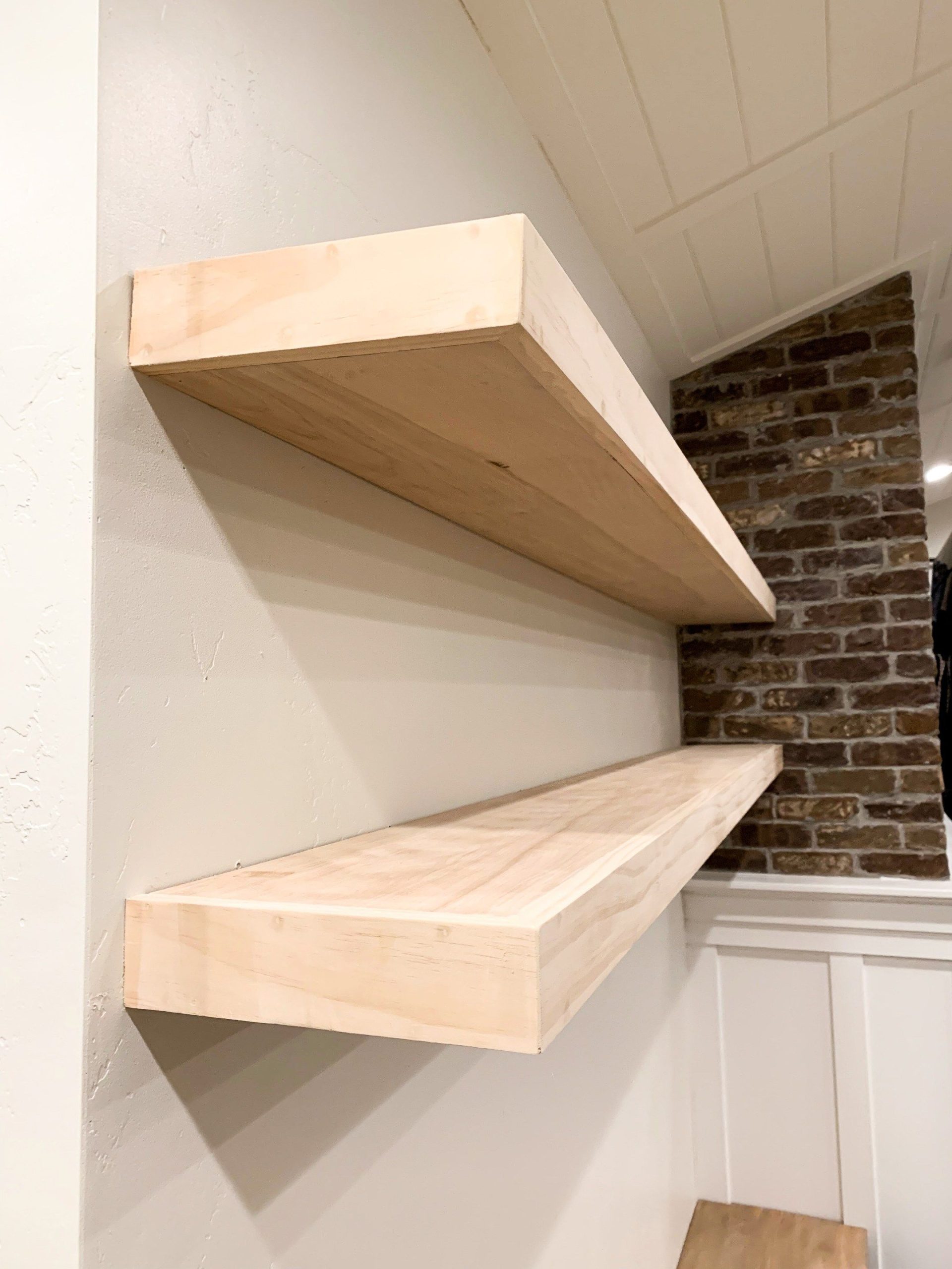 Budget Friendly Faux White Oak Floating Shelves | Honey Built Home ... within Floating cabinet shelves transform small spaces without compromising style