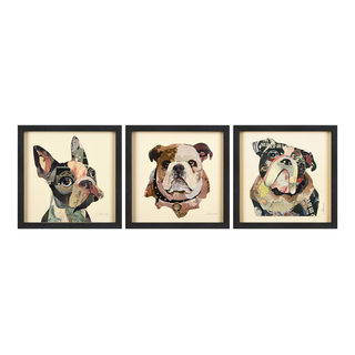Bulldogs Close Up Dimensional Collage Wall Art Framed Under Glass - Contemporary - Wall Accents ... throughout English Bulldog Dimensional Handmade Collage Wall Art Framed Under Glass