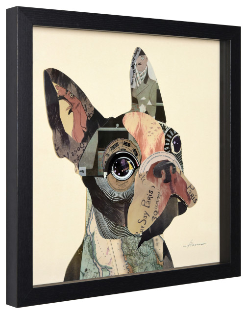 Bulldogs Close Up Dimensional Collage Wall Art Framed Under Glass ... pertaining to The Unique Appeal of Handmade English Bulldog Wall Art