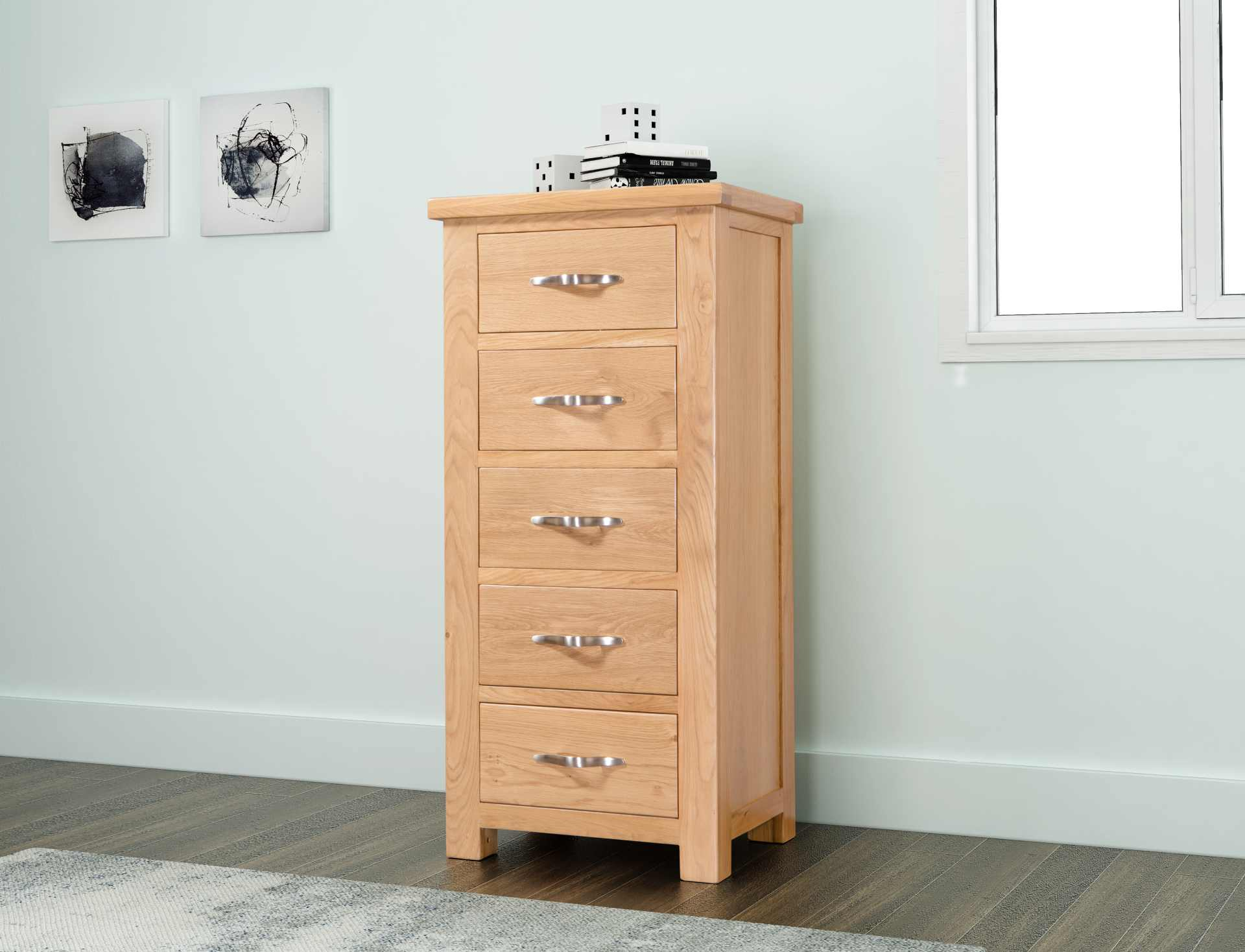 Burford 5 Drawer Tall Chest - Oak And Pine Online for Why the Dexter Oak Finish 5-Drawer Chest Remains a Popular Choice
