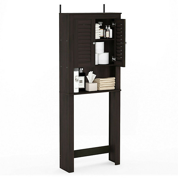 Buy Furinno Indo Louver Door Bath Cabinet, Espresso At B&Q pertaining to Furinno Indo Double Door Bath Cabinet, Espresso
