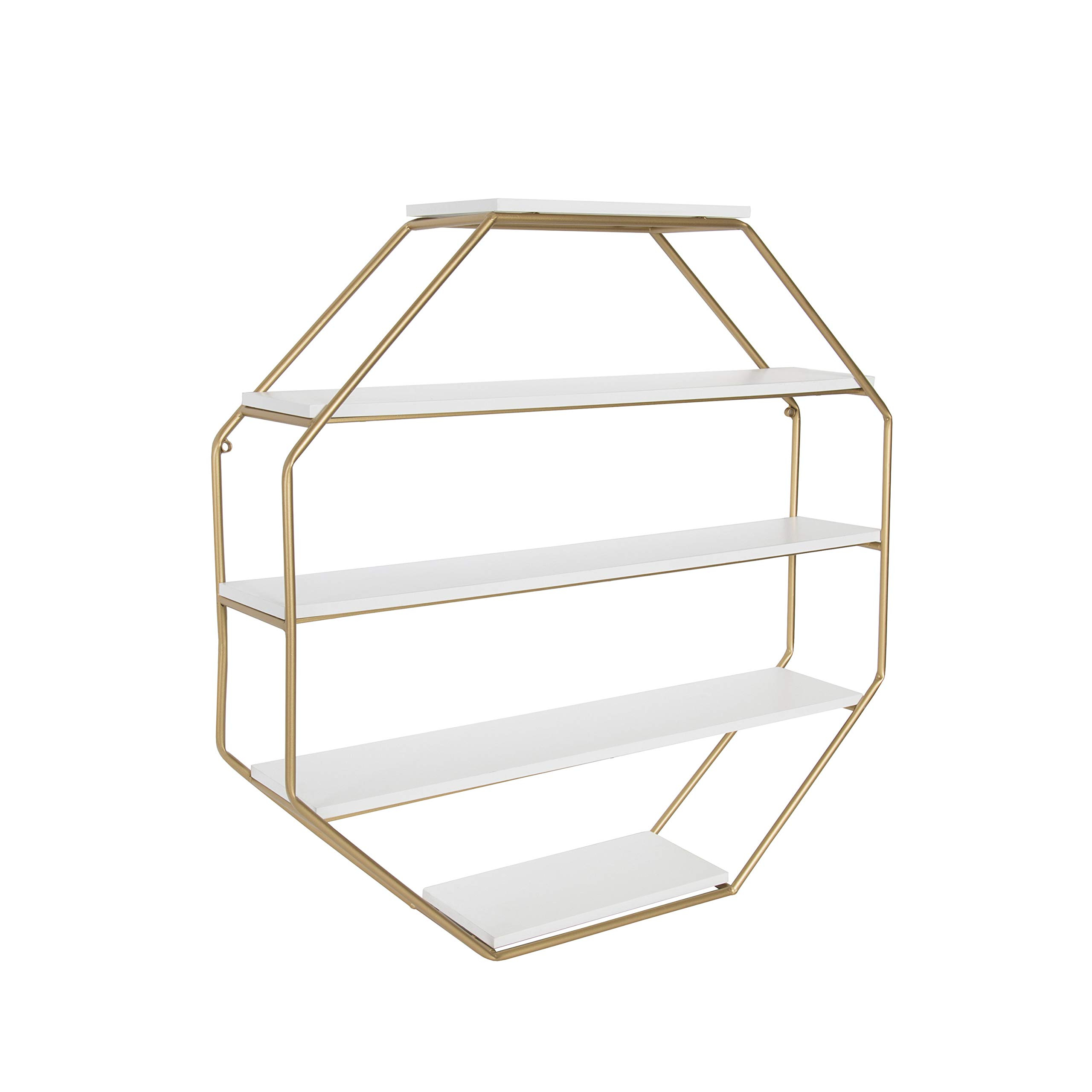 Buy Kate And Laurel Lintz Large Modern Octagon Floating Wall Shelves ... with regard to Lintz Octagon Floating Wall Shelf, White/Gold 24X24