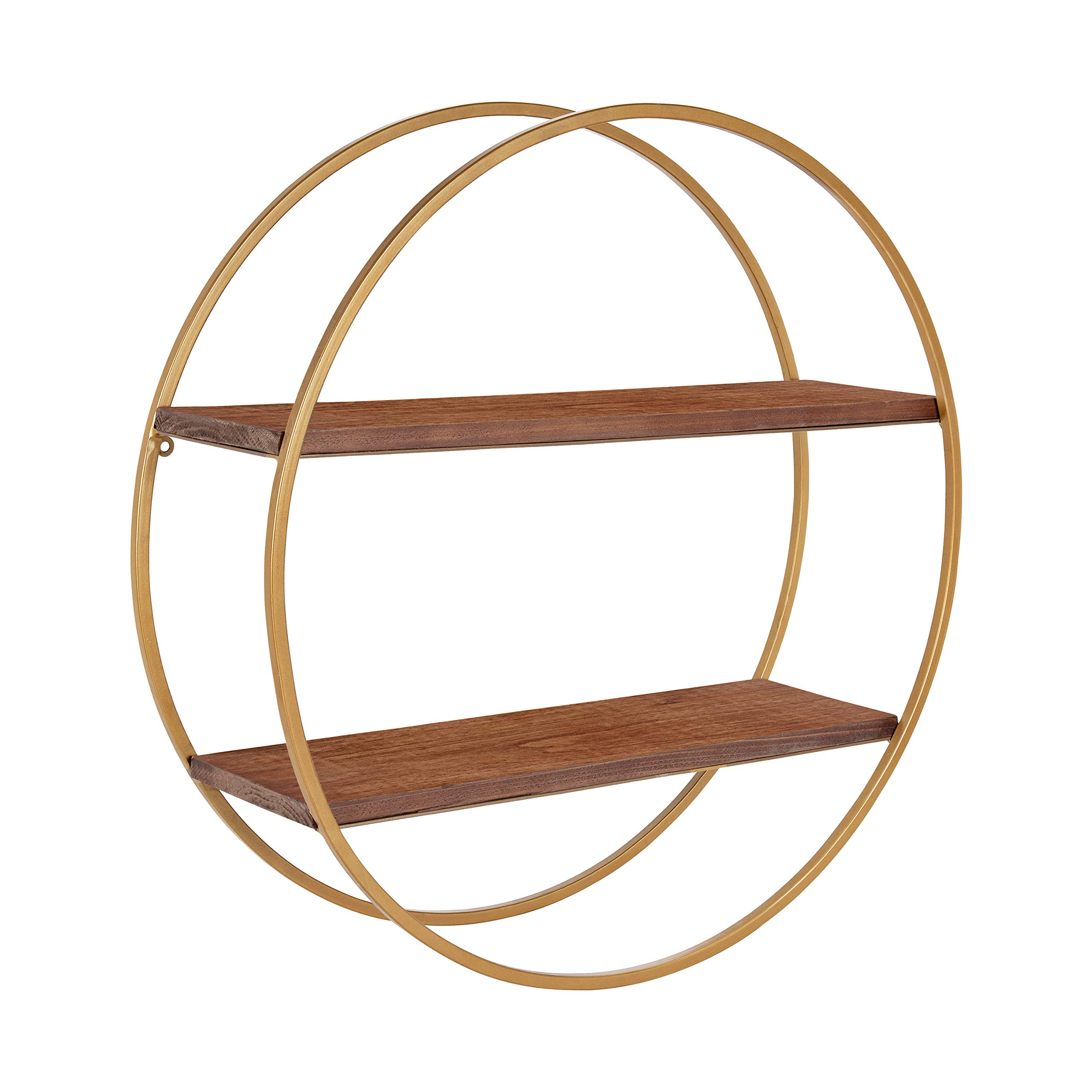 Buy Kate And Laurel Sequoia Modern Round Wall Shelf, 24" Diameter ... for Delmar Mid-Century Modern Wall Shelf, Brown/Gold 26X21