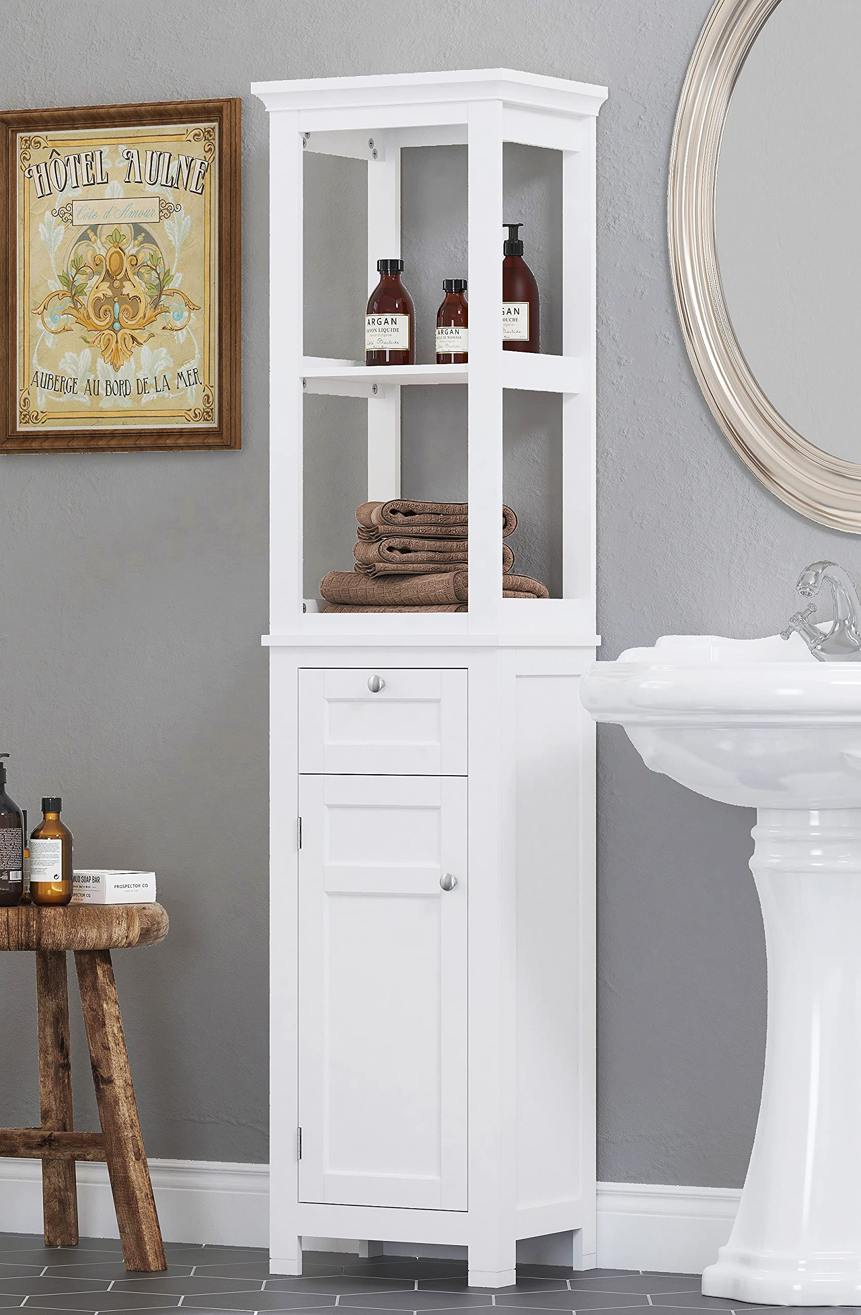 Buy Spirich Home Bathroom Freestanding Storage Cabinet With Two Tier ... for Gewnee Tall Storage Cabinet With Two Drawers For Bathroom/Office, White