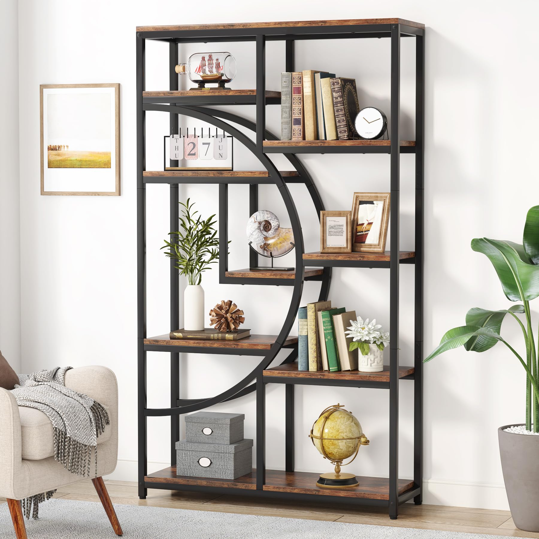 Buy Tribesigns Bookshelf Industrial 5 Tier Etagere Bookcase ... intended for The Versatile 5-Tier Etagere Shelf Your Living Room's New Best Friend