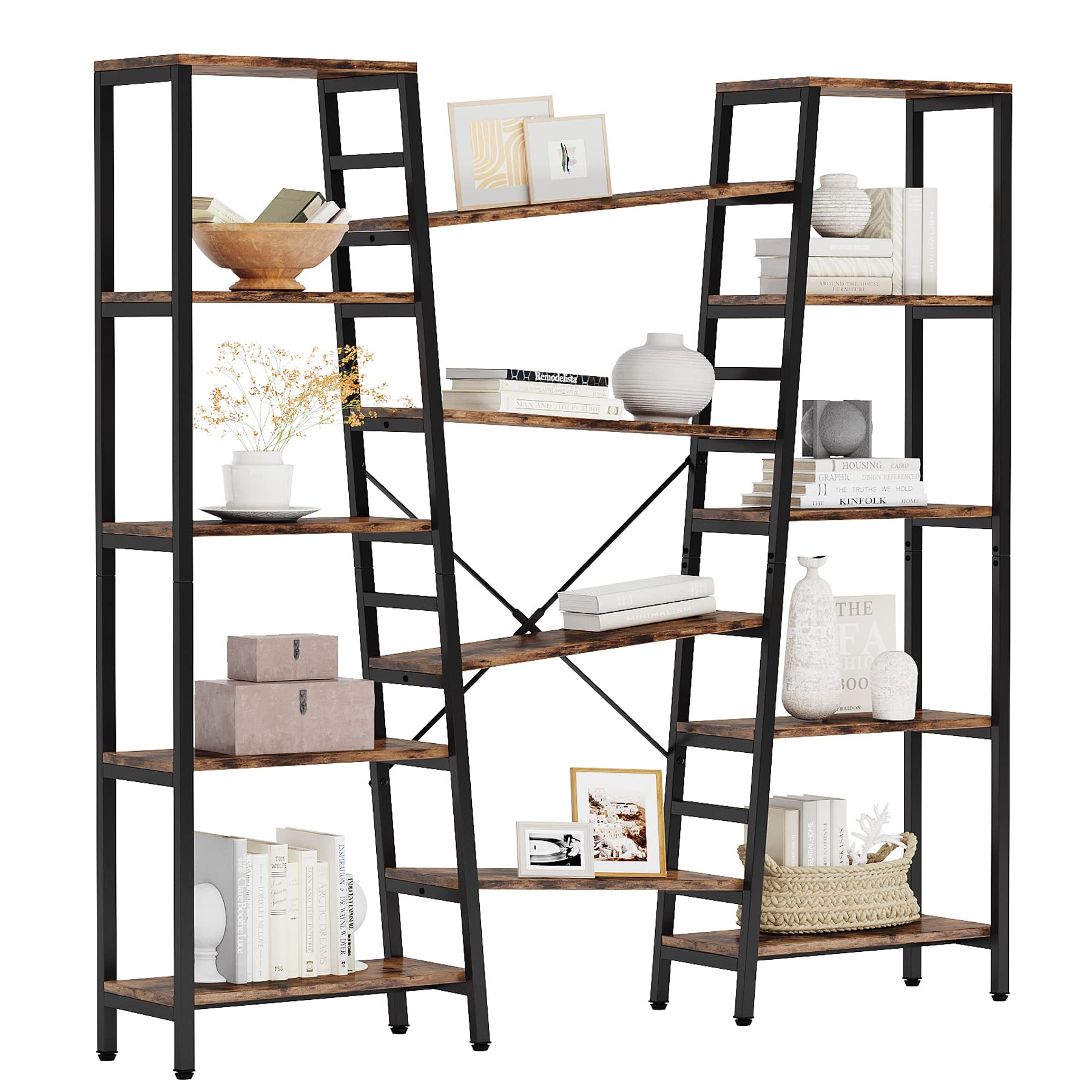Buy Tribesigns Triple Wide 5-Tier Bookshelf, 72&Quot; Tall Industrial ... with regard to 5-Tier Display Etagere Shelf For Living Room