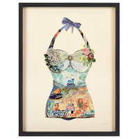 "California Beach" Handmade Dimensional Collage Framed Wall Art Under Glass Art - Beach Style ... with regard to The Unique Appeal of Handmade English Bulldog Wall Art