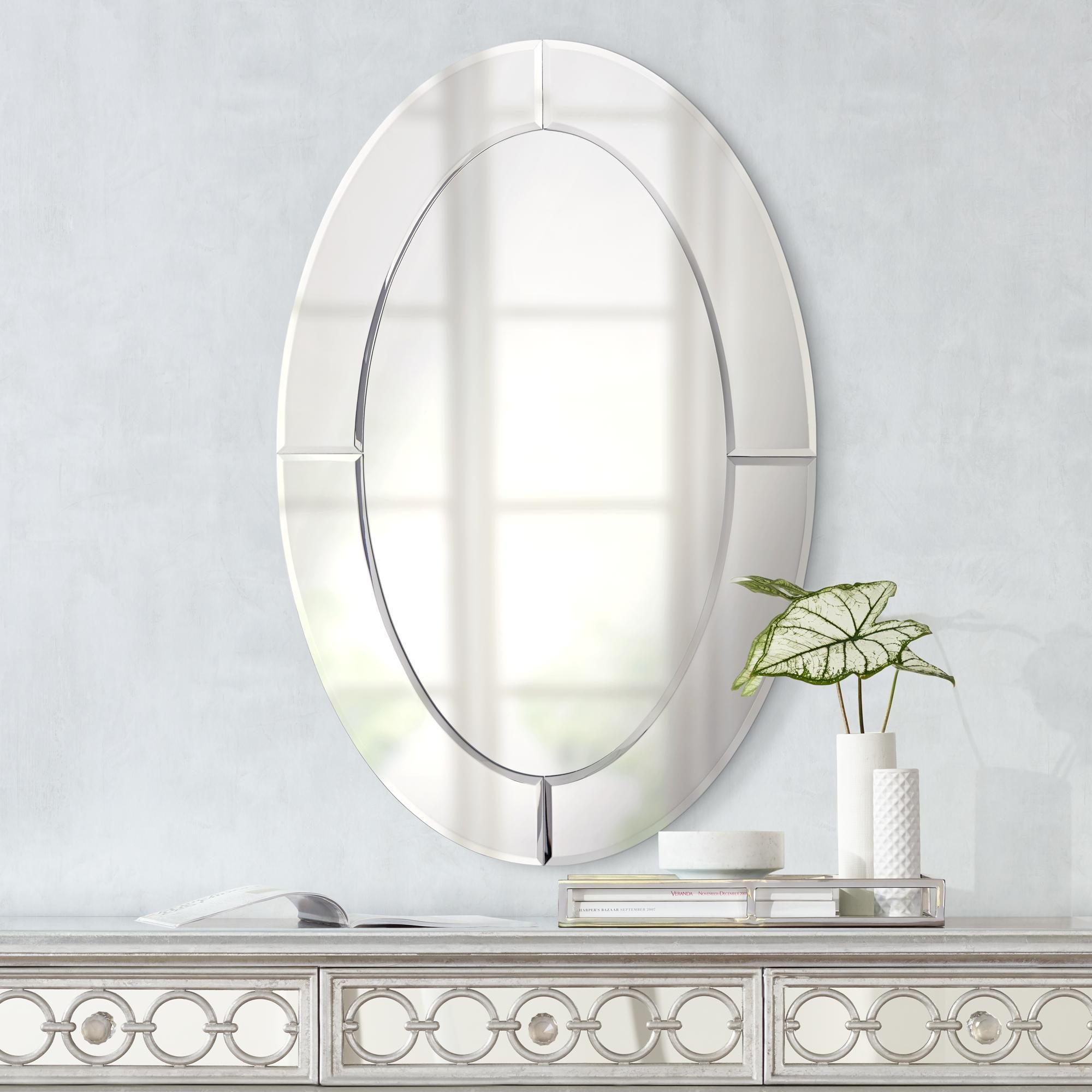 Carlita Beveled 23 3/4" X 36" Oval Frameless Mirror Is One Of The ... in Carlita Mirror