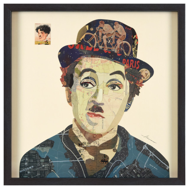 Charlie Handmade Collage Framed Graphic Wall Art Under Glass Signed By ... within "Crane" Collage Framed Graphic Wall Art Under Glass Handmade Signed By Alex Zeng
