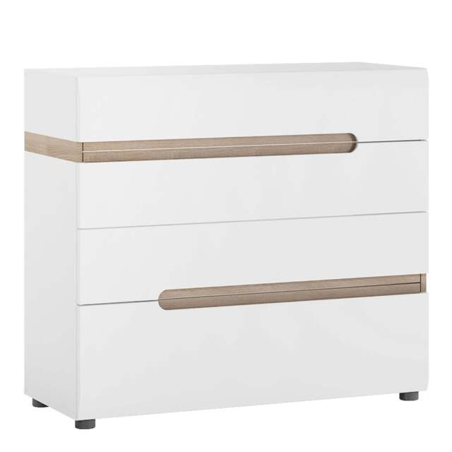 Chelsea Bedroom 4 Drawer Chest In White With A Truffle Oak Trim By ... intended for 4 Drawer Chest Truffle