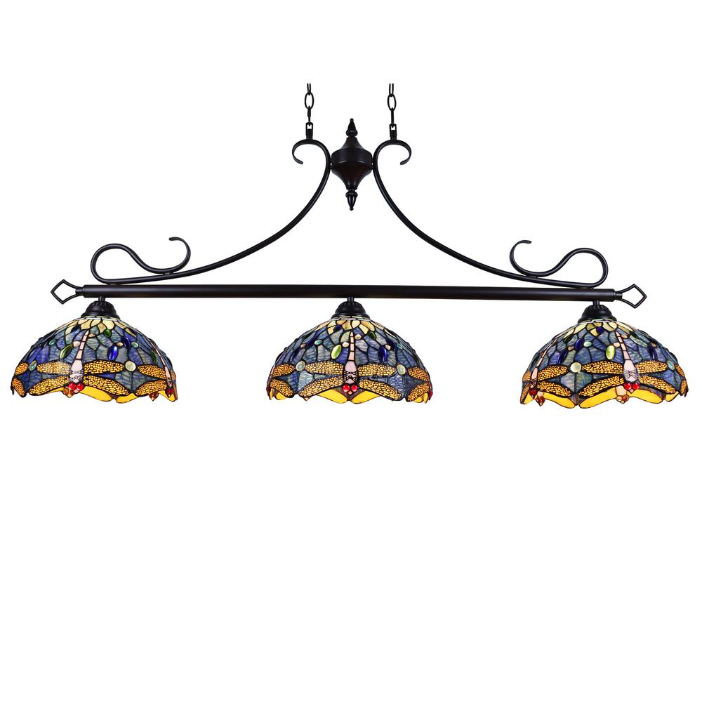 Chloe Lighting Sunniva Dragonfly Tiffany-Style 3 Light Island Pendant ... pertaining to Chloe Lighting Ch3T524Bd47-Il3 Sunniva Dragonfly 3 Light Island Pendant