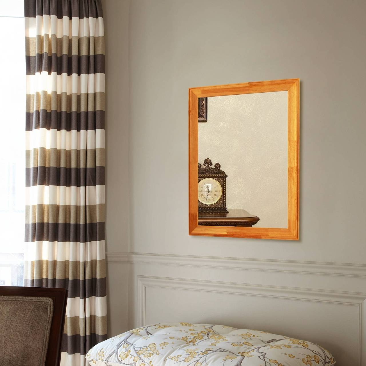 Chloe's Reflection Maple Finish Rectangular Framed Wall Mirror 32 ... within Chloe's Reflection Seashell Finish Rectangular Framed Wall Mirror 32" Height