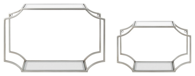 Ciel Modern Glam Metal Wall Shelf Set, 2 Piece 18 Inch - Transitional - Display And Wall Shelves ... in Adding a Touch of Glamour A Look at the Ciel Gold Shelves