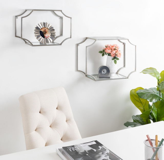Ciel Modern Glam Metal Wall Shelf Set, 2 Piece 18 Inch - Transitional - Display And Wall Shelves ... intended for Adding a Touch of Glamour A Look at the Ciel Gold Shelves