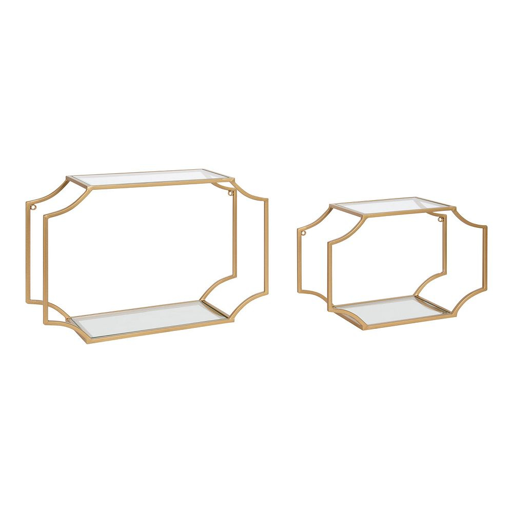 Ciel Modern Glam Metal Wall Shelf Set 2 Piece 18 Inch within Ciel Modern Glam Metal Wall Shelf Set, Gold 2 Piece 18 Inch
