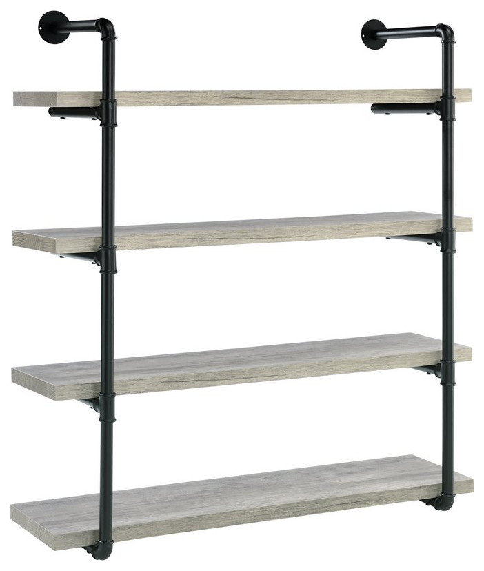 Coaster Elmcrest 40-Inch Wood Wall Shelf Black And Gray Driftwood ... within A Deep Dive into the Coaster Elmcrest Shelf Black and Rustic Oak Design