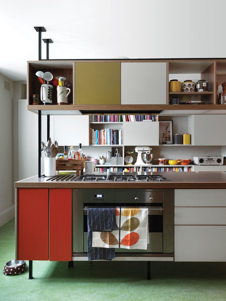 Colorful Mid-Century Modern Home With Victorian Touches - Digsdigs inside Step Inside a Midcentury Kitchen Where Color and Openness Reign