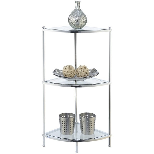 Convenience Concepts Royal Crest 3 Tier Corner Shelf In Chrome For Sale Online | Ebay intended for Convenience Concepts Royal Crest Four-Tier Corner Shelf In Clear Glass/ Chrome