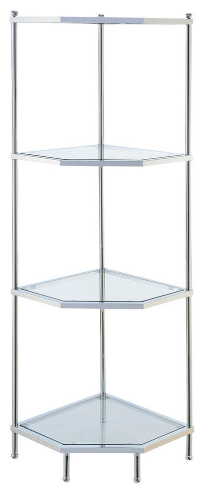 Convenience Concepts Royal Crest Four-Tier Corner Shelf In Clear Glass ... with regard to Convenience Concepts Royal Crest Four-Tier Tower/ Clear Glass With Chrome Metal