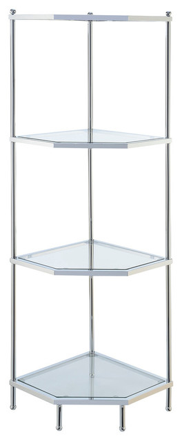 Convenience Concepts Royal Crest Four-Tier Corner Shelf In Clear Glass ... with Tips for Displaying Items on Your Royal Crest Four-Tier Tower