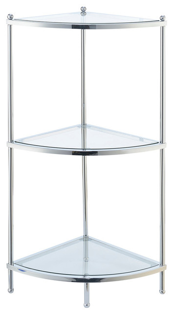Convenience Concepts Royal Crest Three-Tier Corner Shelf In Clear Glass ... throughout Convenience Concepts Royal Crest Four-Tier Corner Shelf In Clear Glass/ Chrome
