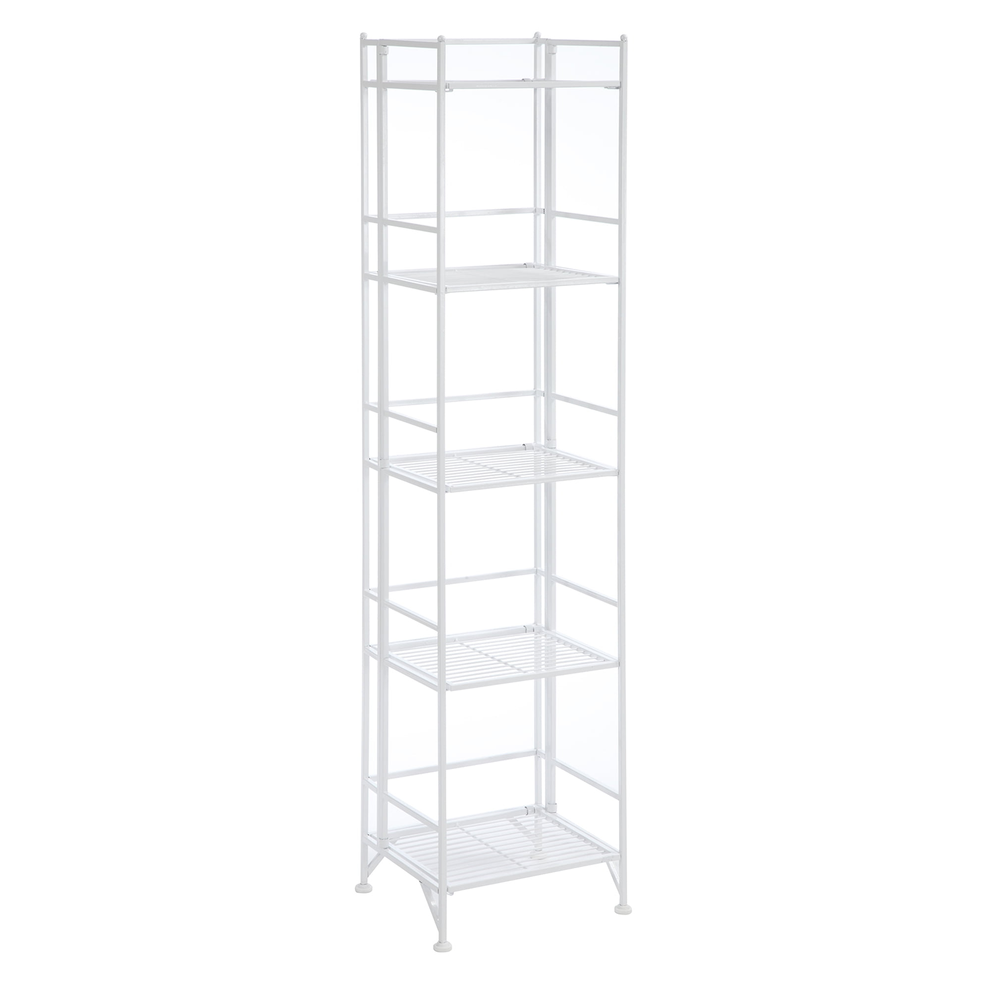 Convenience Concepts Xtra Storage 5 Tier Folding Metal Shelf, White - Walmart.com regarding Convenience Concepts Xtra Storage Two-Tier Folding Shelf In White Metal Finish