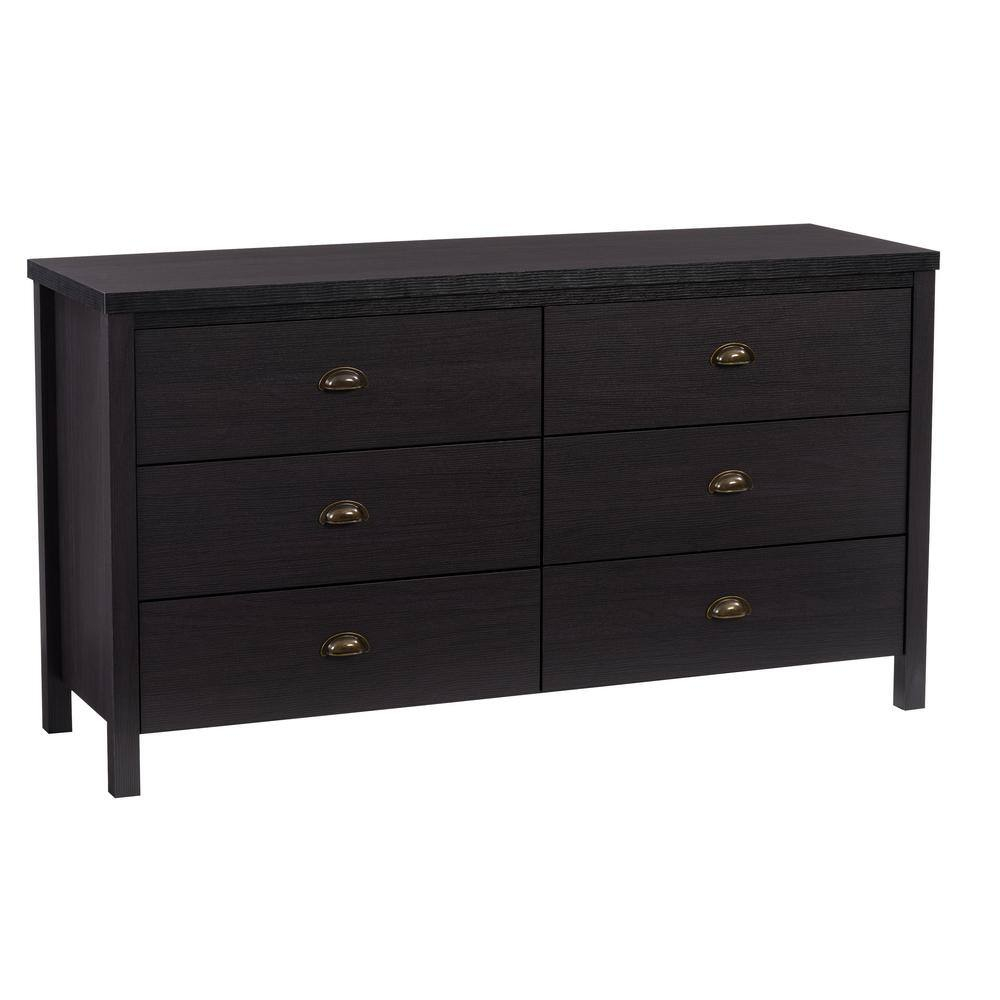 Corliving Boston 6-Drawer Black Dresser 30"H X 55"W X 18"D Bsa-300-W - The Home Depot for Beyond the Basics Exploring the Versatility of the CorLiving Boston 6 Drawer Dresser Black
