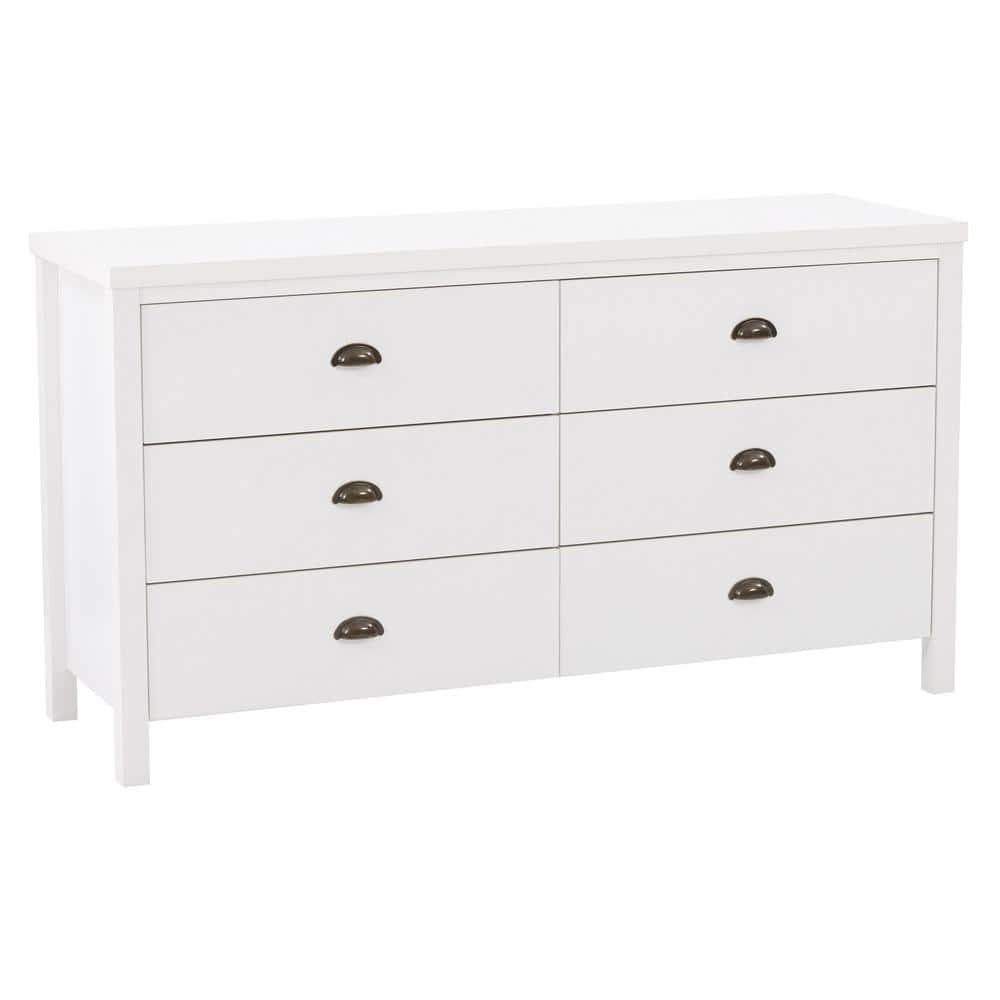 Corliving Boston 6-Drawer White Dresser 30"H X 55"W X 18"D Bsa-301-W ... pertaining to Beyond the Basics Exploring the Versatility of the CorLiving Boston 6 Drawer Dresser Black