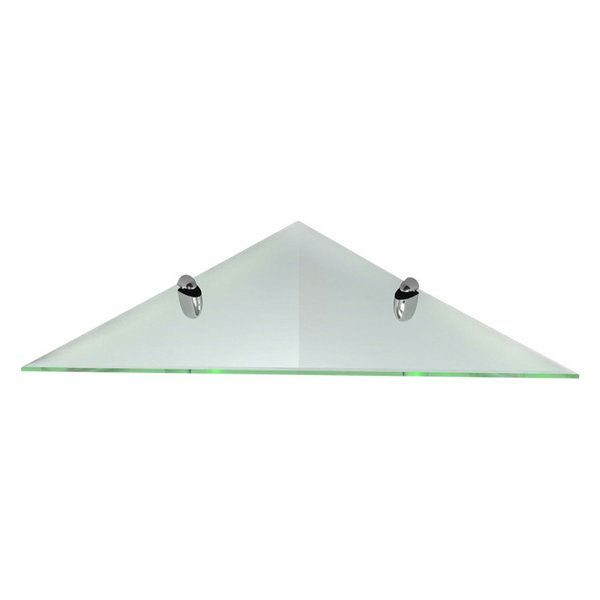 Corner Clear Glass Shelf Kit 6''X6'' With Chrome Brackets -Triangle ... regarding Clear Glass Floating Shelf With Chrome Brackets 24X6"