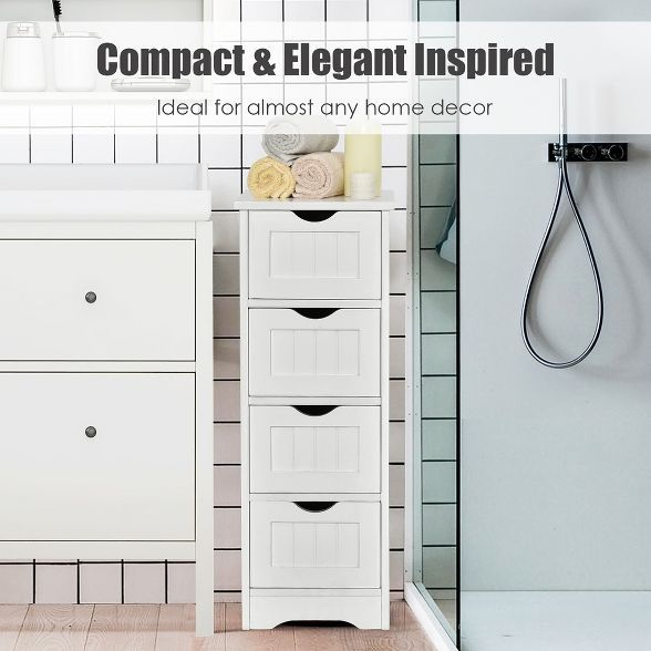 Costway Bathroom Floor Storage Cabinet Free Standing 4 Drawers White pertaining to The Versatile Costway White Cabinet Transforming Bathroom Functionality