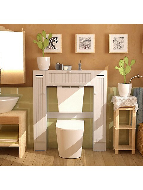 Costway Costway Wooden Over The Toilet Storage Cabinet Drop Door ... within Costway Wooden Toilet Storage Cabinet Spacesaver Organizer Bathroom Tower Rack