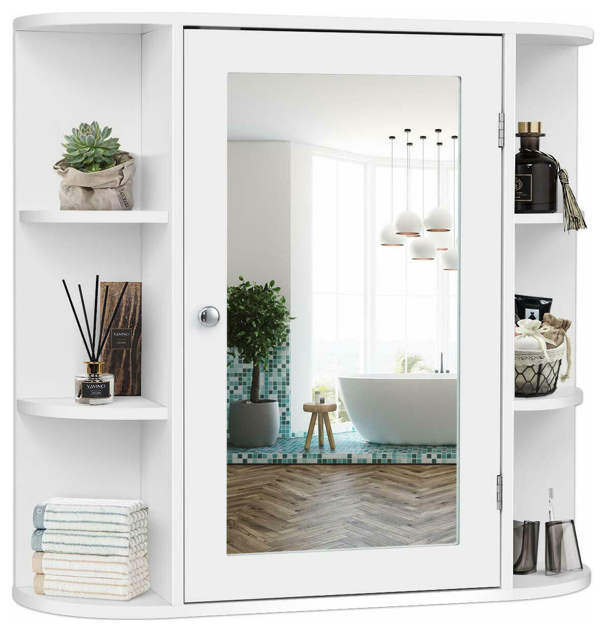 Costway Multipurpose Wall Surface Bathroom Storage Medicine Cabinet Mirror, 26''X6.5''X23.5''(L ... with Costway Multipurpose Mount Wall Surface Bathroom Storage Cabinet Mirror