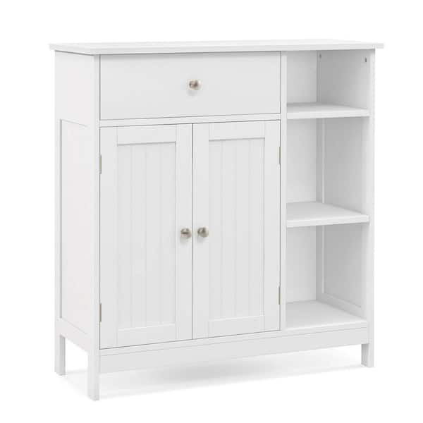 Costway White 31.5 In. H Bathroom Floor Storage Cabinet Freestanding ... within Costway White Floor Storage Cabinet Bathroom Organizer Cupboard Drawer Shelf
