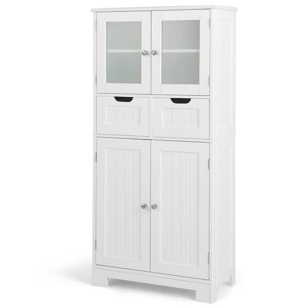 Costway White Bathroom Floor Storage Cabinet Kitchen Cupboard With 2 ... with The Versatile Costway White Cabinet Transforming Bathroom Functionality