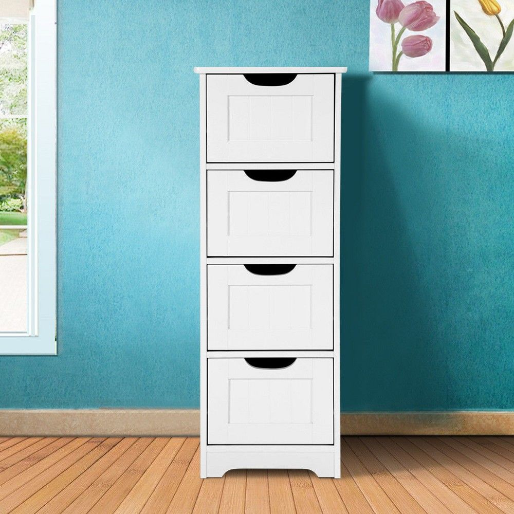 Costway White Floor Storage Cabinet Bathroom Organizer Free Standing 4 ... intended for The Versatile Costway White Cabinet Transforming Bathroom Functionality