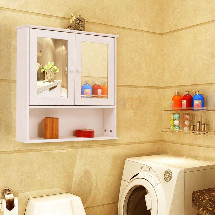 Costway Wooden Bathroom Wall Cabinet Double Mirrored Doors Cupboard Our ... throughout Costway New Bathroom Wall Cabinet Double Mirror Door Cupboard Storage White