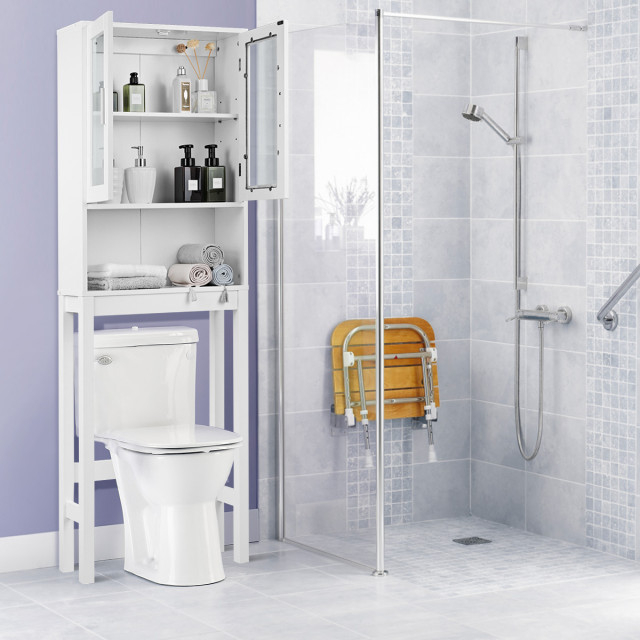 Costway Wooden Toilet Storage Cabinet Spacesaver Organizer Bathroom ... in Is the Costway Toilet Tower Rack the Solution to Your Bathroom Clutter