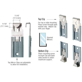 Crl Nickel Plated Adjustable Mirraco Mirror Clip Set For 1/2" Seamed ... with regard to The Craftsmanship Behind a Quality Nickel Plated J-Mirror Clip Set