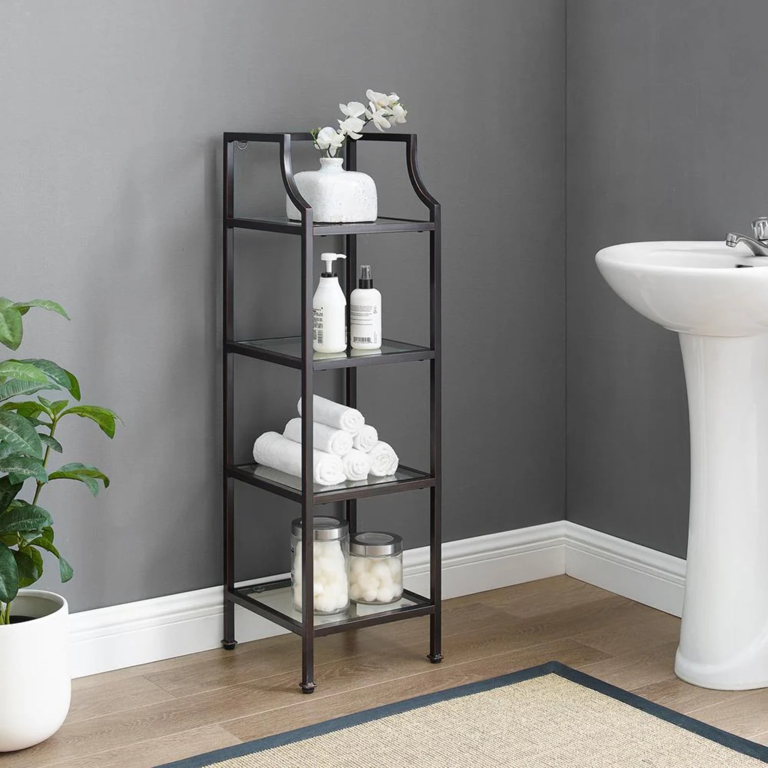 Crosley Aimee 4 Shelf Etagere Bookcase In Oil Rubbed Bronze - Walmart.com in Aimee 3Pc Etagere Set Oil Rubbed Bronze