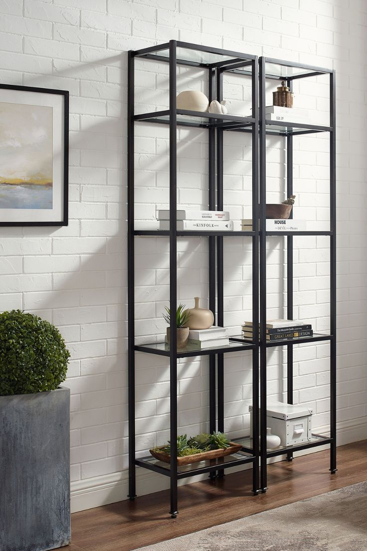 Crosley Aimee Oil Rubbed Bronze 2Pc Narrow Etagere Bookcase Set for Styling Your Space with the Elegant Aimee 3Pc Etagere Set