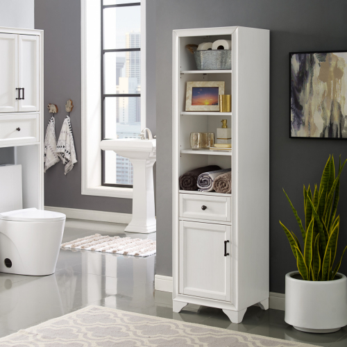 Crosley Cf7011-Wh Tara Linen Cabinet In Vintage White Finish Wood intended for Crosley Furniture Tara Wood Classic Linen Cabinet In Vintage White/Black