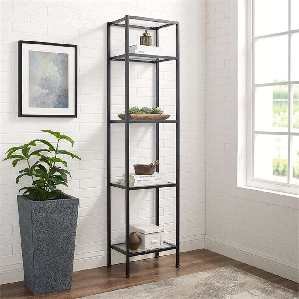 Crosley Furniture Aimee 4 Shelf Metal Etagere Bookcase In Oil Rubbed Bronze - Industrial ... intended for Styling Your Space with the Elegant Aimee 3Pc Etagere Set