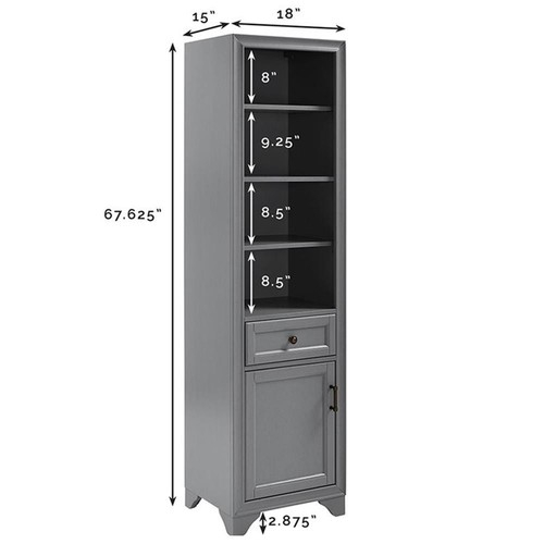 Crosley Furniture Tara Wood Classic Linen Cabinet In Vintage Gray | Ebay pertaining to Crosley Furniture Tara Wood Classic Spacesaver In Vintage White/Black