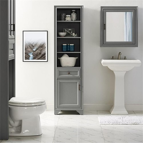 Crosley Furniture Tara Wood Classic Linen Cabinet In Vintage Gray | Ebay with regard to Crosley Furniture Tara Wood Classic Linen Cabinet In Vintage White/Black