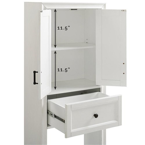 Crosley Furniture Tara Wood Classic Spacesaver In Vintage White/Black ... for Bringing Classic Charm Home The Tara Linen Cabinet Explained