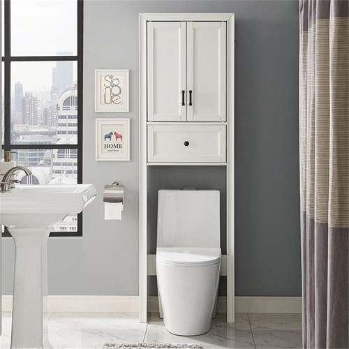 Crosley Furniture Tara Wood Classic Spacesaver In Vintage White/Black ... throughout Bringing Classic Charm Home The Tara Linen Cabinet Explained