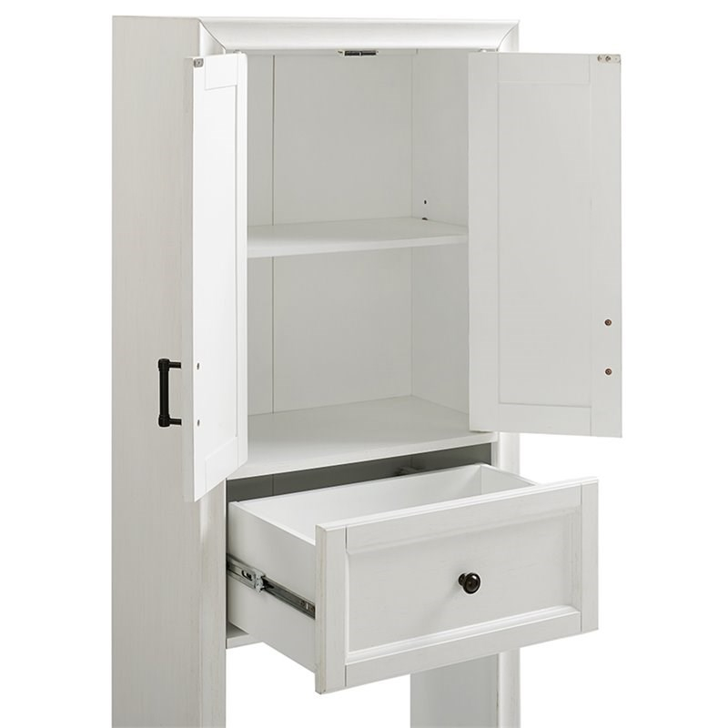 Crosley Tara Classic Spacesaver In Vintage White | Homesquare throughout Finding Your Perfect Fit The Crosley Tara Wood Spacesaver in Vintage White/Black
