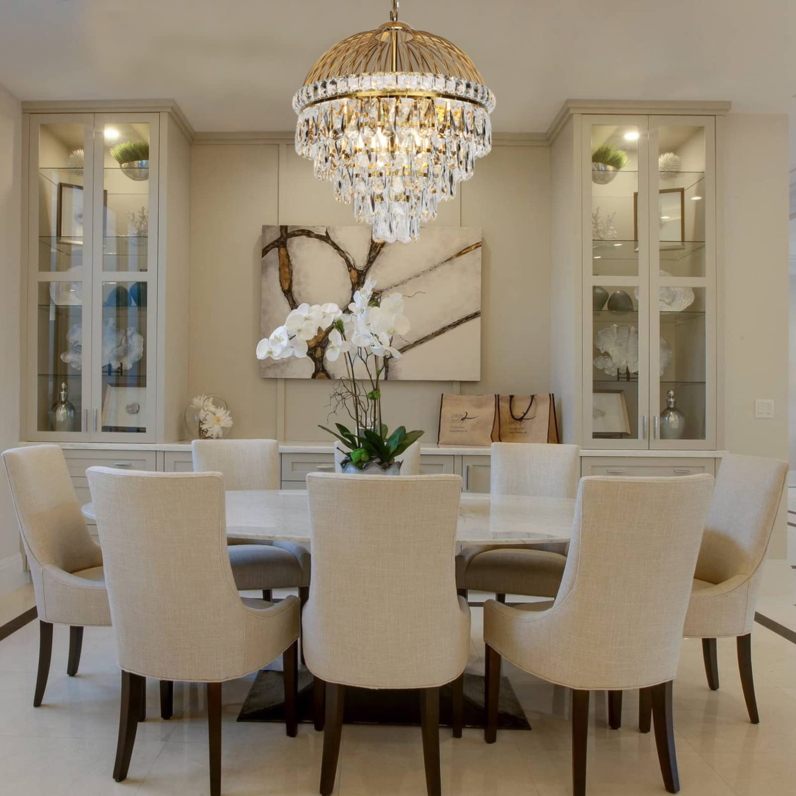 Crystal Chandeliers, Modern Brass Gold Crystal Chandelier Cage Ceiling ... with regard to Unveiling the Timeless Appeal of Brass Chandeliers for Elegant Dining