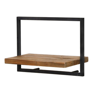 D-Bodhi 20" Wide Metal Frame Wall Shelf - Industrial - Display And Wall ... for D-Bodhi Metal Frame Wall Box, Brown