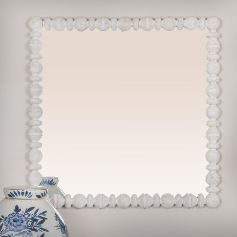 Dakota Fields Square Raised Dowel Wood Wall Mirror | Wayfair throughout The Enduring Allure of White Square Dowel Mirrors in Home Decor